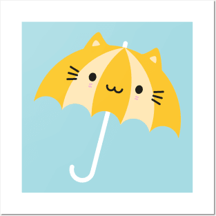 Kawaii Cat Umbrella Posters and Art